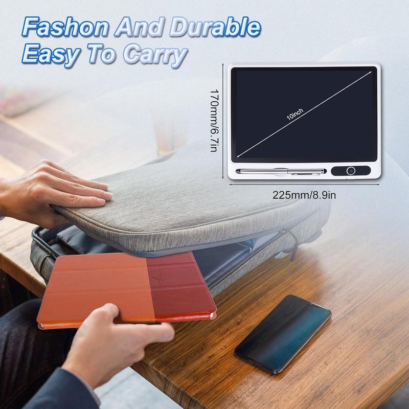 JSJGETYI 10inch LCD Writing Tablet with PU Protective Cover Electronic Writing Notebook Erasable Drawing Board for Adults at Home Office Work(Brown) - Image 3